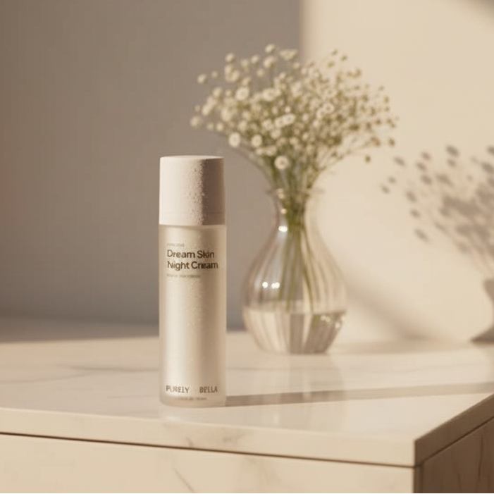Dream skin bottle on a night stand