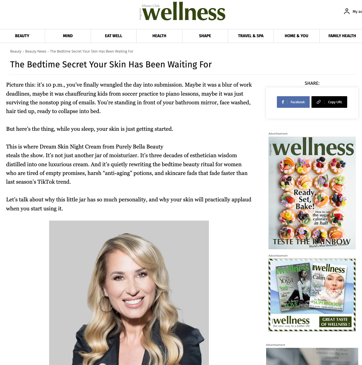 Wellness Master Club Mag Features PURELY BELLA: The Bedtime Secret Your Skin Has Been Waiting For