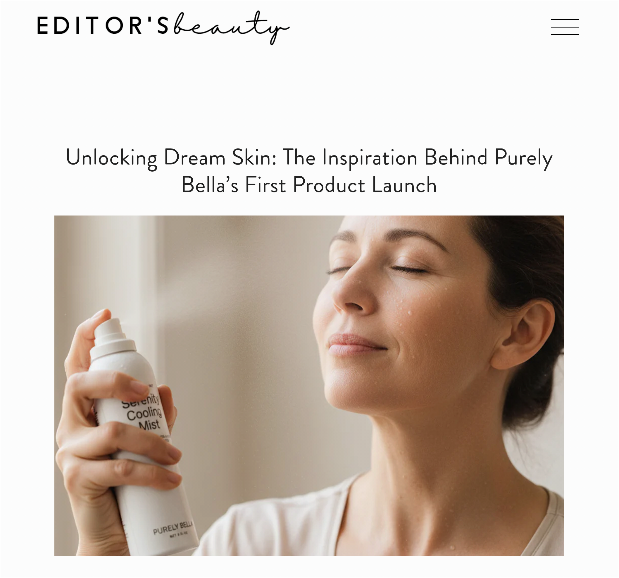 PURELY BELLA Featured in Editors Beauty: Unlocking Dream Skin: The Inspiration Behind Purely Bella’s First Product Launch