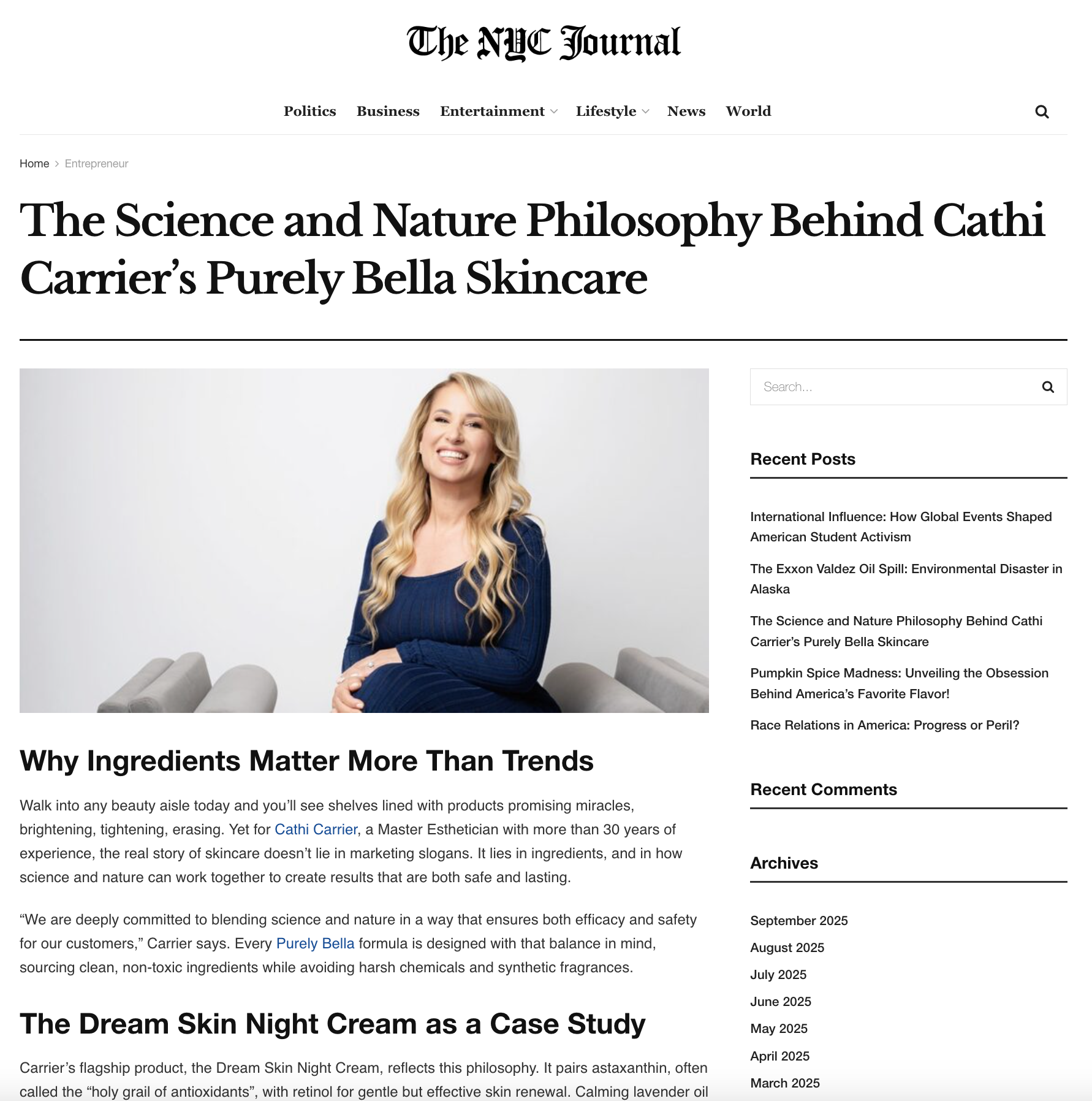 The Science and Nature Philosophy Behind Cathi Carrier’s Purely Bella Skincare