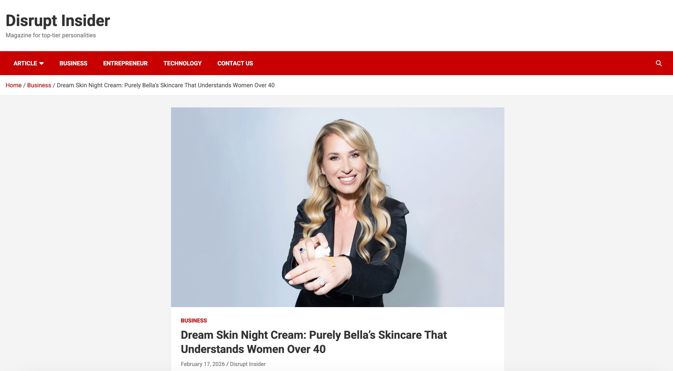 Disrupt Insider Features PURELY BELLA: Redefining Skin Longevity