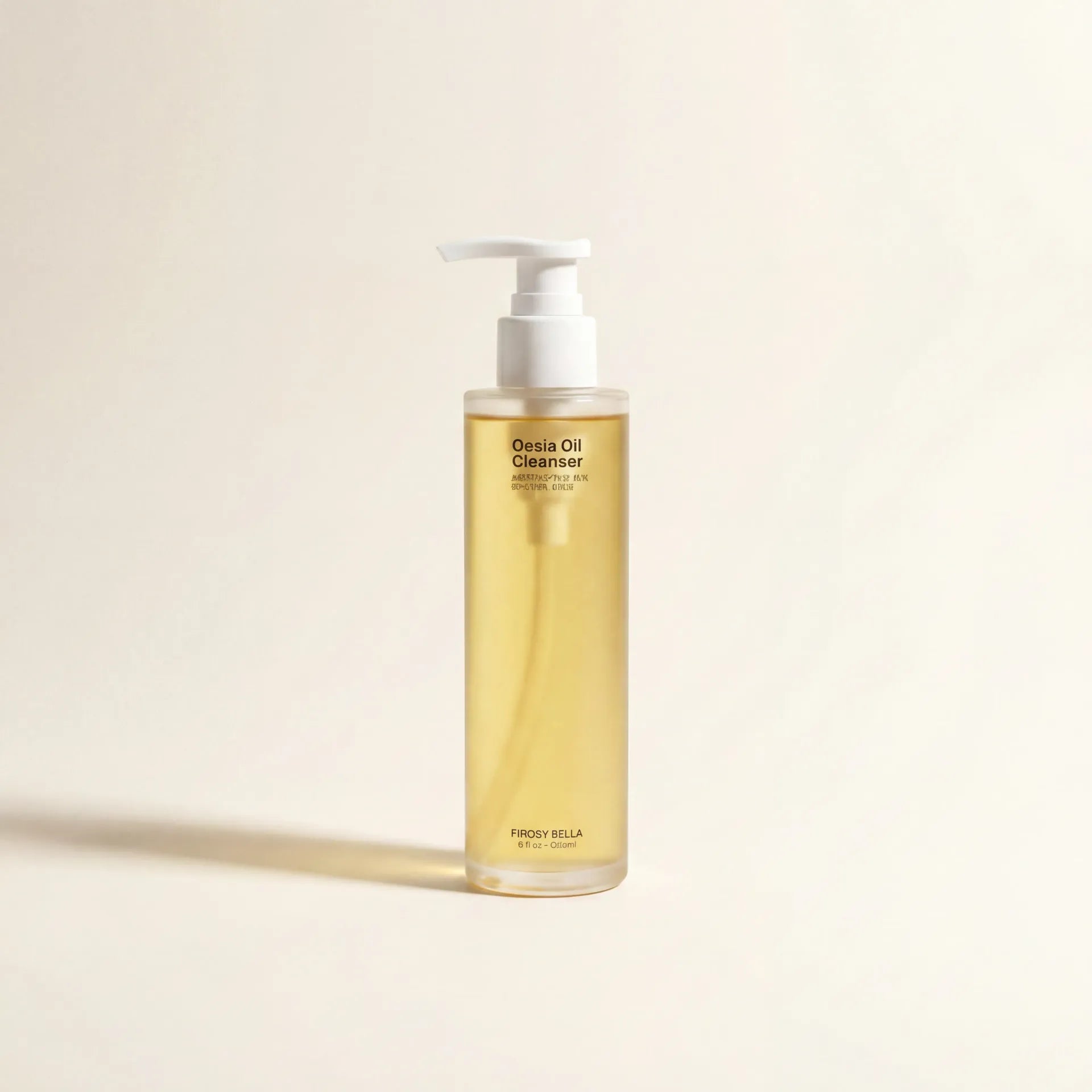 Bottle of Oesia Oil Cleanser on a beige background