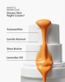 Dream Skin Night Cream benefits infographic - astaxanthin 6000x antioxidant power anti-aging formula