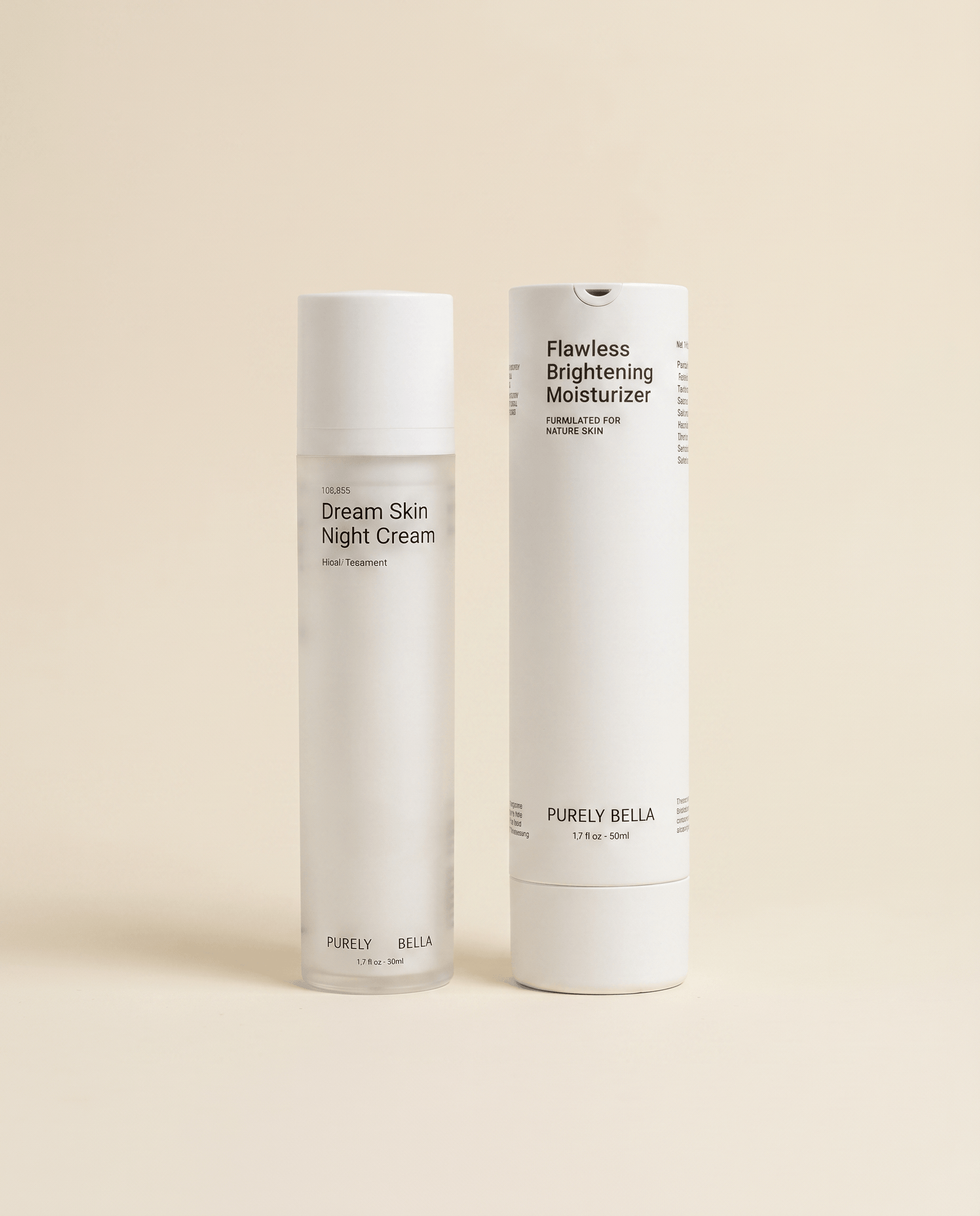 The Glow Duo AM PM perimenopause skincare set with moisturizer and night cream bottles