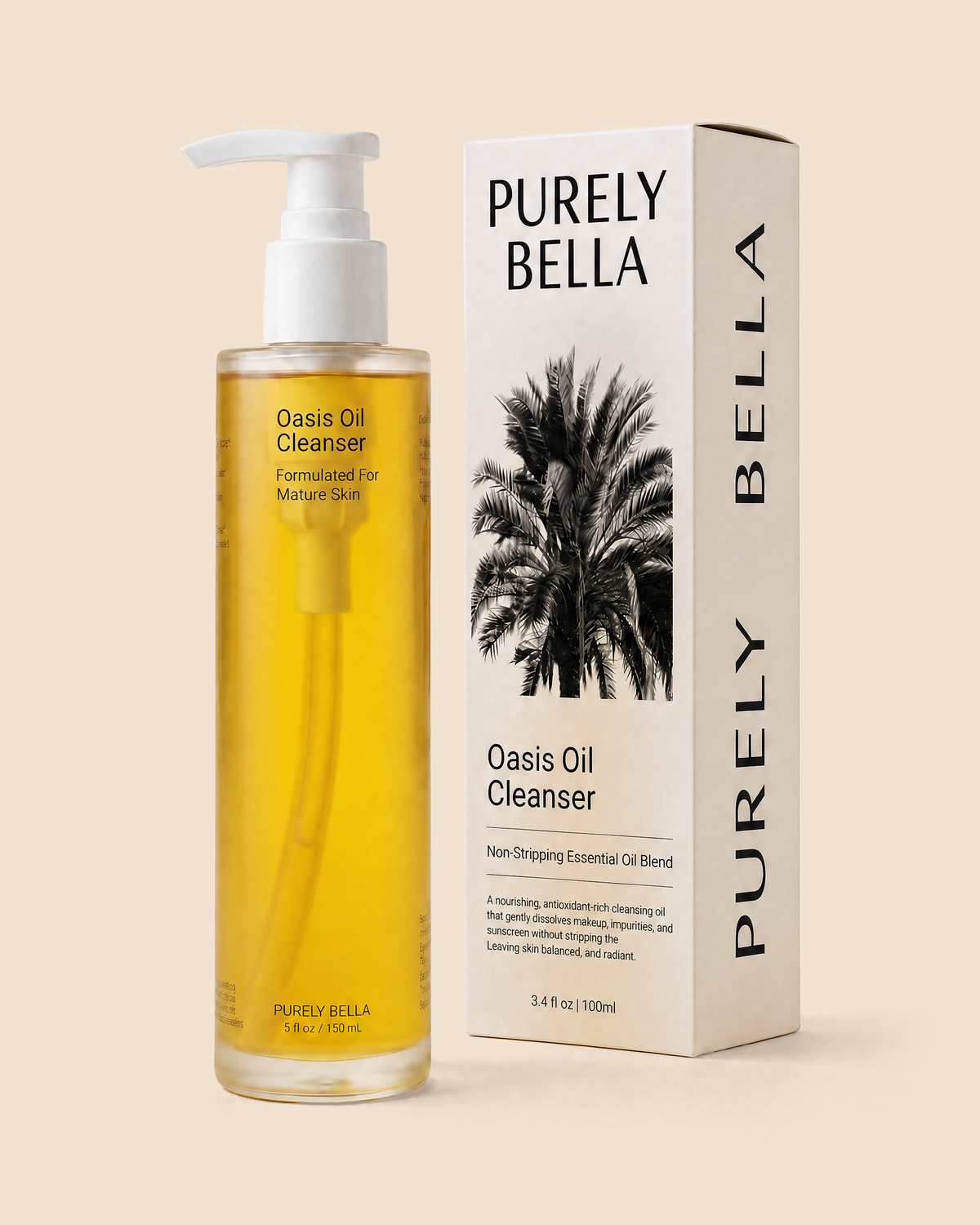 Purely Bella Oasis Oil Cleanser bottle, step one of the Radiance Ritual