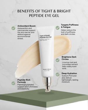 Tight & Bright peptide eye gel ingredients - cooling formula tightens brightens tired eyes