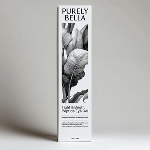Purely Bella Tight & Bright Peptide Eye Gel packaging - anti-aging eye cream for dark circles