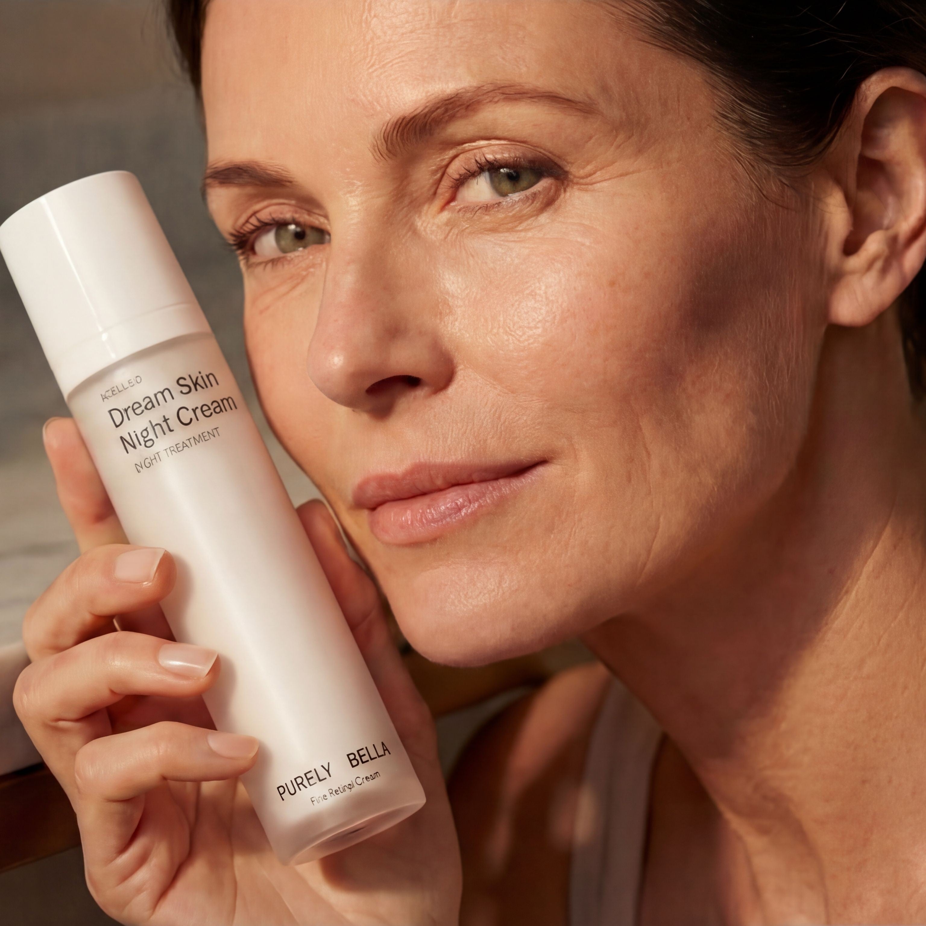 Mobile hero banner for About Us highlighting Purely Bella Beauty’s skincare products and brand story