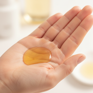 Antioxidant oil cleanser in hand - nourishing makeup remover for women over 40