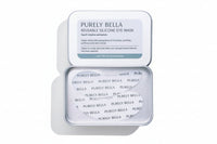Purely Bella reusable silicone eye mask packaging on a white background